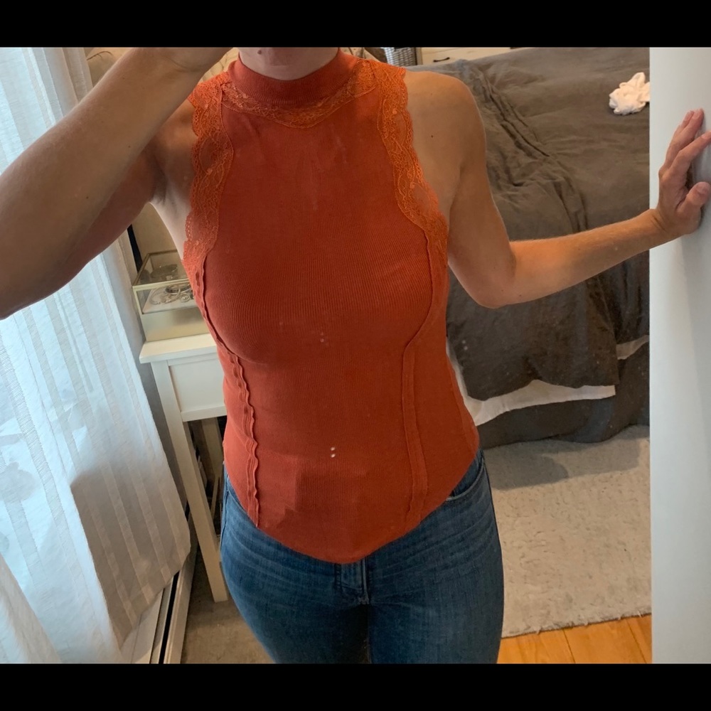 Free People Orange Top XS